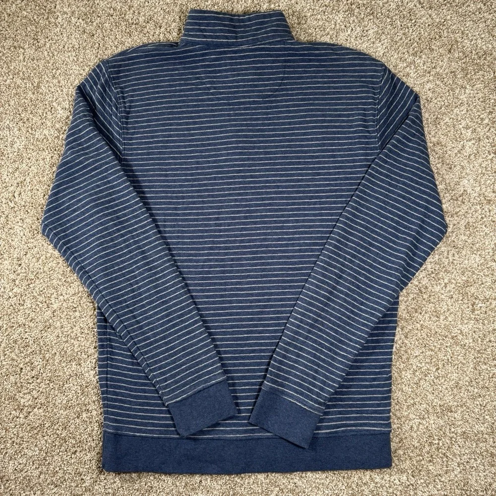 Johnnie O Mens Size S Surf Golf Blue Stripe‎ Emmett 1/4 Zip Long Sleeve Pullover